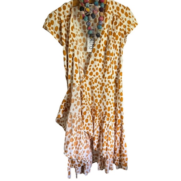 XIX Palms Santiago Ruffle Wrap California Coastal Cap Flutter Sleeve Dress NWT - Picture 1 of 15